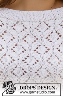Dripping Diamonds / DROPS 210-13 - Knitted jumper with raglan in DROPS Big Merino. Piece is knitted top down with lace pattern. Size: S - XXXL
