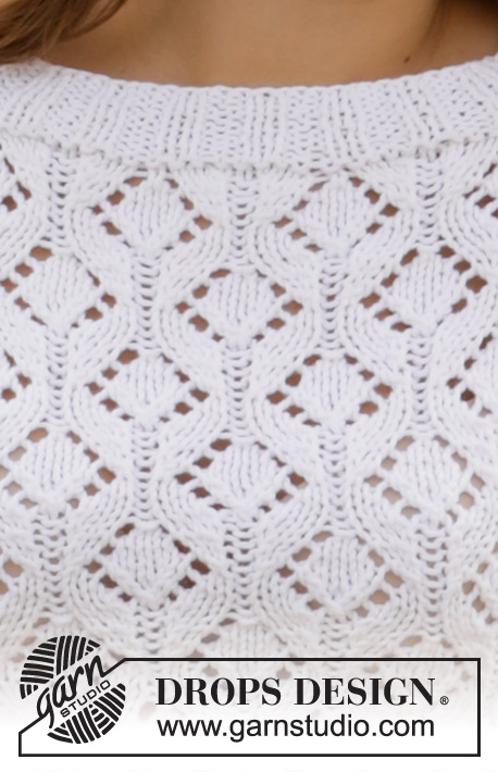 Dripping Diamonds / DROPS 210-13 - Knitted jumper with raglan in DROPS Big Merino. Piece is knitted top down with lace pattern. Size: S - XXXL