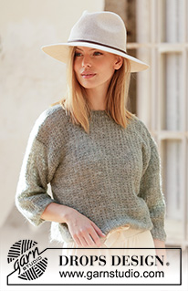 City Streets Sweater / DROPS 210-17 - DROPS Brushed Alpaca Silk lõngast kootud tekstuurse mustriga ja kolmveerand varrukatega džemper suurustele XS kuni XXL