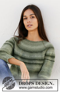 Mountain Moss / DROPS 210-20 - Knitted jumper with round yoke in DROPS Big Delight. The piece is worked top down. Sizes S - XXXL.