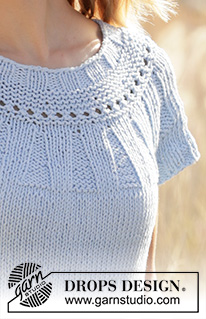 Cornflower Top / DROPS 210-31 - Prjónaður toppur með hringlaga berustykki úr DROPS Paris. Stykkið er prjónað ofan frá og niður í garðaprjóni og stroffprjóni. Stærð S - XXXL.
