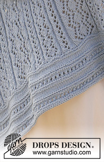 River Ripples / DROPS 210-33 - Strikket jakke i DROPS Cotton Merino. Arbeidet strikkes sidelengs i hullmønster med søm midt bak og ¾ lange ermer. Størrelse S - XXXL.