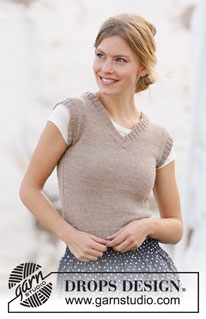 Minimalist / DROPS 210-35 - Knitted vest / slipover with V- neck in DROPS Flora. Size: S - XXXL