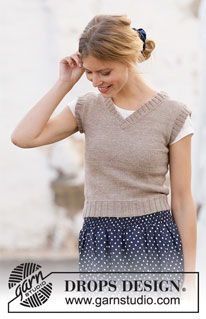 Minimalist / DROPS 210-35 - Knitted vest / slipover with V- neck in DROPS Flora. Size: S - XXXL