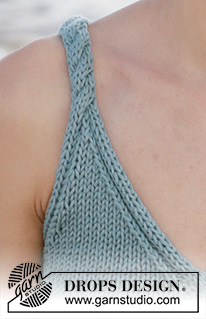 Seaside Spirals / DROPS 211-13 - Knitted top with cables and V-neck in DROPS Paris. Size XS–XXL.