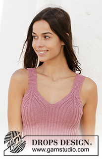 Strawberry Summer / DROPS 211-18 - Top a punto en DROPS Safran. La labor está realizada de abajo arriba con punto elástico. Tallas S - XXXL.