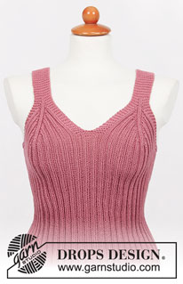 Strawberry Summer / DROPS 211-18 - Top a punto en DROPS Safran. La labor está realizada de abajo arriba con punto elástico. Tallas S - XXXL.