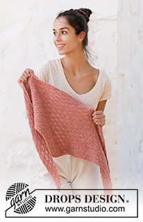 Lovely Megan / DROPS 211-19 - Strikket sjal i DROPS Sky. Arbejdet strikkes nedenfra og op med retstrik og tabte masker.