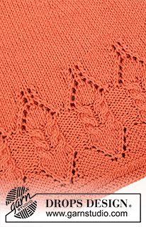 Barn Dance / DROPS 211-2 - Knitted dress in DROPS Cotton Light. Piece is knitted top down with round yoke, lace pattern, cables and short sleeves. Size: S - XXXL