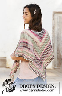 Sunset Hug / DROPS 211-20 - Szal na drutach dwukolorowym ściegiem angielskim, z włóczek DROPS Delight i DROPS Alpaca.