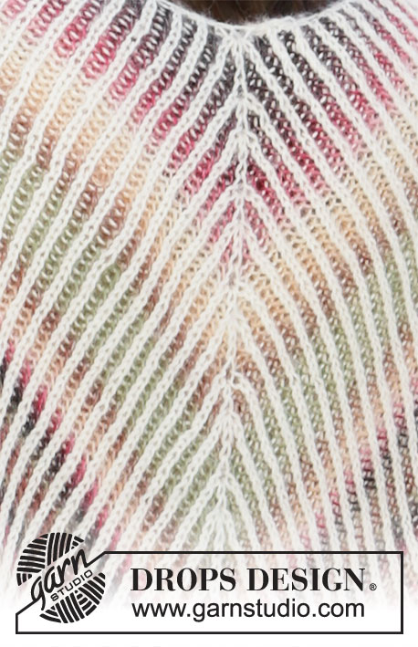 Sunset Hug / DROPS 211-20 - Szal na drutach dwukolorowym ściegiem angielskim, z włóczek DROPS Delight i DROPS Alpaca.