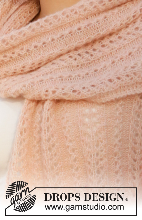 Endless Spring / DROPS 211-4 - Strikket stola med hullmønster i DROPS Brushed Alpaca Silk.