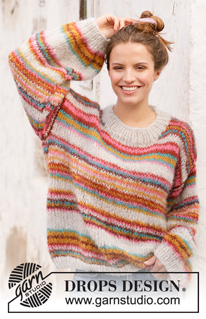 Moroccan Market Muse / DROPS 212-20 - Gestrickter Pullover mit Streifen in DROPS Melody. Größe XS - XXL.