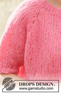 Sweet Melody / DROPS 212-23 - Prjónuð peysa með stuttum ermum úr DROPS Melody. Stykkið er prjónað ofan frá og niður með laskalínu. Stærð XS - XXL.