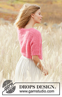 Sweet Melody Cardigan / DROPS 212-24 - Prjónuð peysa með stuttum ermum úr DROPS Melody. Stykkið er prjónað ofan frá og niður með laskalínu. Stærð XS - XXL.