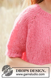Sweet Melody Cardigan / DROPS 212-24 - Prjónuð peysa með stuttum ermum úr DROPS Melody. Stykkið er prjónað ofan frá og niður með laskalínu. Stærð XS - XXL.