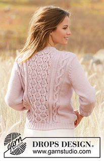 Summer's Waltz / DROPS 212-30 - Jersey de punto en DROPS Merino Extra Fine. La pieza está tejida con torsadas y patrón de calados. Tallas: S – XXXL.