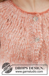 Frosted Foliage Jacket / DROPS 212-35 - 2 DROPS Brushed Alpaca Silk lõngaga ülevalt alla kootud ümara passega kardigan suurustele S kuni XXL