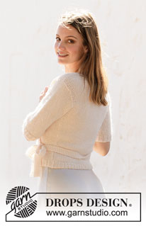 Pearl Pointe / DROPS 212-9 - Knitted wrap-around jacket in DROPS BabyAlpaca Silk and DROPS Kid-Silk or DROPS BabyMerino and DROPS Kid-Silk. The piece is worked top down with lace pattern. Sizes S - XXXL.