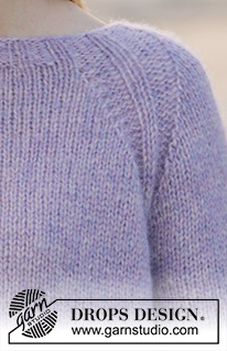 Calming Moments / DROPS 213-14 - Stickad tröja med raglan i DROPS Air. Arbetet stickas uppifrån och ner med resår i raglanökningen. Storlek S - XXXL.