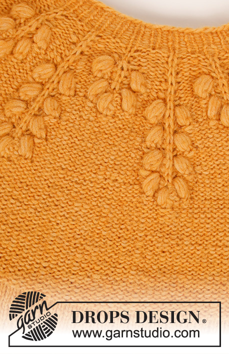 September Story Sweater / DROPS 213-25 - Knitted jumper with round yoke in DROPS Air. The piece is worked top down with bobbles. Sizes S - XXXL.