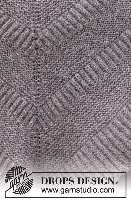 Scotch Mist / DROPS 214-14 - Strikket sjal i DROPS Sky. Arbeidet strikkes med riller og helpatent.