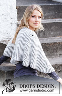 Spring Water / DROPS 214-19 - Knitted shawl in DROPS Air. The piece is worked top down with English rib in 2 colours.
