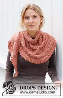 Sienna Wrap / DROPS 214-3 - Ylhäältä alas neulottu huivi DROPS Alpaca-langasta. Työ neulotaan tasona ja työssä on pitsineuletta ja täyspatenttineuletta.