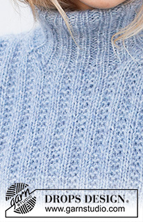 Snow Sealer / DROPS 214-31 - DROPS Airja DROPS Kid-Silk lõngadest kootud tekstuurse mustriga kaelussall