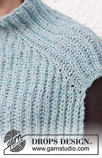 Frozen Falls Set / DROPS 214-34 - Strikket hue og hals i DROPS Air. Arbejdet er strikket med patentmønster. Str S - XXXL.
