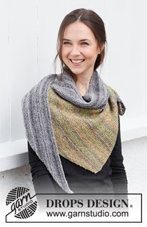 Glen Ogle / DROPS 214-42 - Knitted shawl in DROPS Fabel. Piece is knitted sideways in garter stitch.