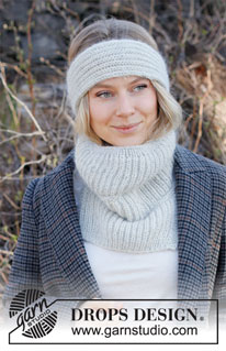Winter Companions / DROPS 214-44 - Strikket hals og pandebånd i DROPS Alpaca og DROPS Kid-Silk. Hele sættet strikkes i helpatent.
