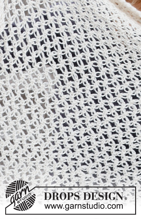 Snow Star Wrap / DROPS 214-51 - Šátek s Šalamounovými uzly háčkovaný z příze DROPS Puna