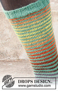Green Zone / DROPS 214-57 - Ylhäältä alas neulotut sukat DROPS Delight- ja DROPS Nord-langoista. Työssä on raitoja. Koot 35-43.