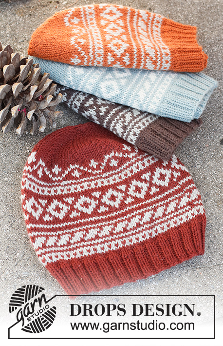Holly Jolly Hat / DROPS 214-65 - Knitted hat with Nordic pattern in DROPS Karisma. Theme: Christmas