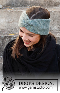 Winter Smiles Headband / DROPS 214-68 - Strikket pannebånd med flette i DROPS Alpaca og DROPD Kid-Silk. Størrelse S - XL.