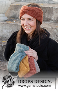 Winter Smiles Headband / DROPS 214-68 - Strikket pannebånd med flette i DROPS Alpaca og DROPD Kid-Silk. Størrelse S - XL.
