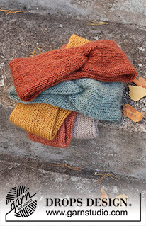 Winter Smiles Headband / DROPS 214-68 - Strikket pannebånd med flette i DROPS Alpaca og DROPD Kid-Silk. Størrelse S - XL.