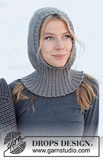 Uncharted Territory / DROPS 214-72 - Knitted hat / balaclava in DROPS Merino Extra Fine. The piece is worked top down with stockinette stitch and ribbed edging.