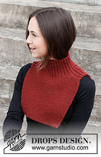 Roses so Red / DROPS 214-8 - Knitted hat and neck warmer with rib and cables in DROPS Karisma.