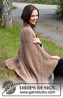 Shouldering Autumn / DROPS 214-9 - Strikket plaid i DROPS Fabel. Arbejdet strikkes i retstrik fra hjørne til hjørne.