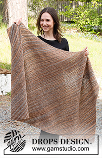 Shouldering Autumn / DROPS 214-9 - Strikket plaid i DROPS Fabel. Arbejdet strikkes i retstrik fra hjørne til hjørne.