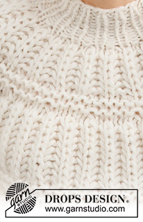 Snow Ripples / DROPS 215-11 - Stickad tröja i 2 trådar DROPS Air och 1 tråd DROPS Brushed Alpaca Silk. Arbetet stickas uppifrån och ner med helpatent och runt ok. Storlek S - XXXL.
