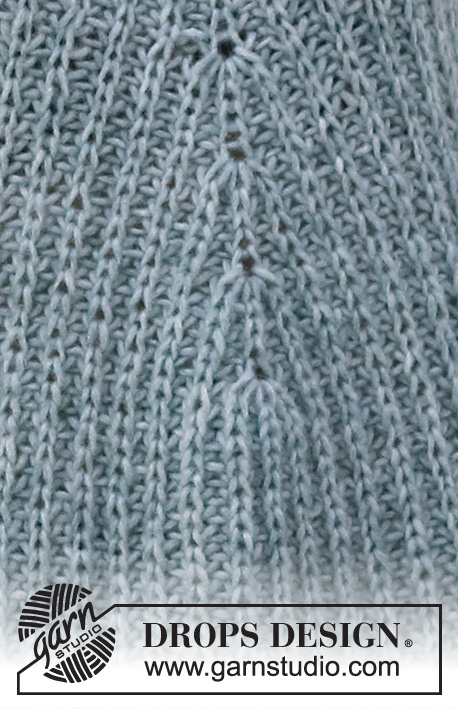 Dublin Winter Sweater / DROPS 215-12 - DROPS Air lõngast ülevalt alla kootud ümara passega ja raglaan varrukatega alt laienev patentkoes džemper suurustele XS kuni XXL