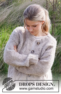 Swirling Smoke Jacket / DROPS 215-19 - Strikket jakke med glatstrik og snoninger i DROPS Melody. Størrelse S - XXXL.