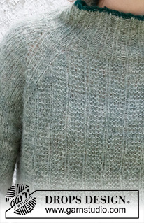 Ashford Castle / DROPS 215-26 - Strikket bluse med raglan i DROPS Brushed Alpaca Silk. Arbejdet strikkes oppefra og ned med strukturmønster. Størrelse S - XXXL.
