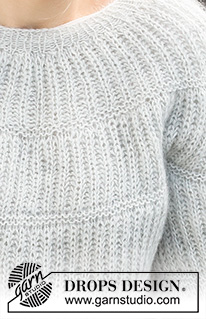 Moon Circles / DROPS 215-33 - Strikket genser i DROPS Flora og DROPS Kid-Silk. Arbeidet strikkes ovenfra og ned med helpatent og rundfelling. Størrelse S - XXXL.