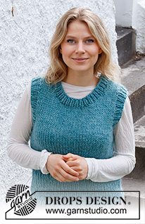 Vested Interest / DROPS 215-37 - Kötött Drops mellény DROPS Snow fonalból. Méret: S -XXXL