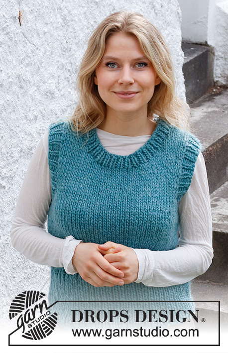 Vested Interest / DROPS 215-37 - Kötött Drops mellény DROPS Snow fonalból. Méret: S -XXXL