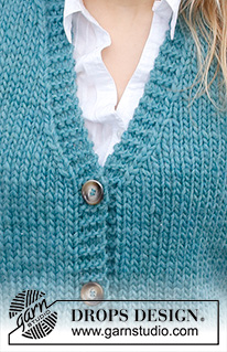 Vermillion Lake Vest / DROPS 215-38 - DROPS Snow või Wish lõngast kootud V-kaelusega vest suurustele S - XXXL.